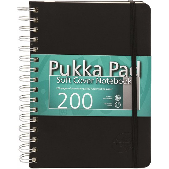 Agenda cu spirala Pukka Pads Soft Cover A5 matematica 200 pag, coperti groase cartonate PU